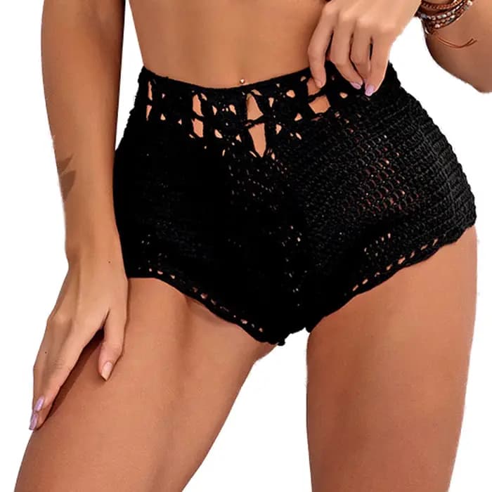 Nouveauté 2026 Short de bain sexy pour femme en tricot et crochet à découpes