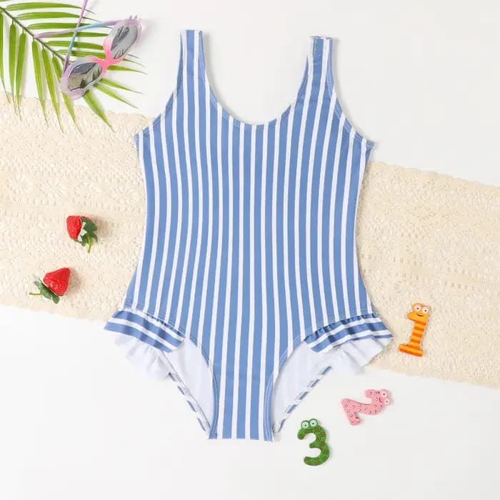 Maillot de bain rétro à rayures pour adolescentes