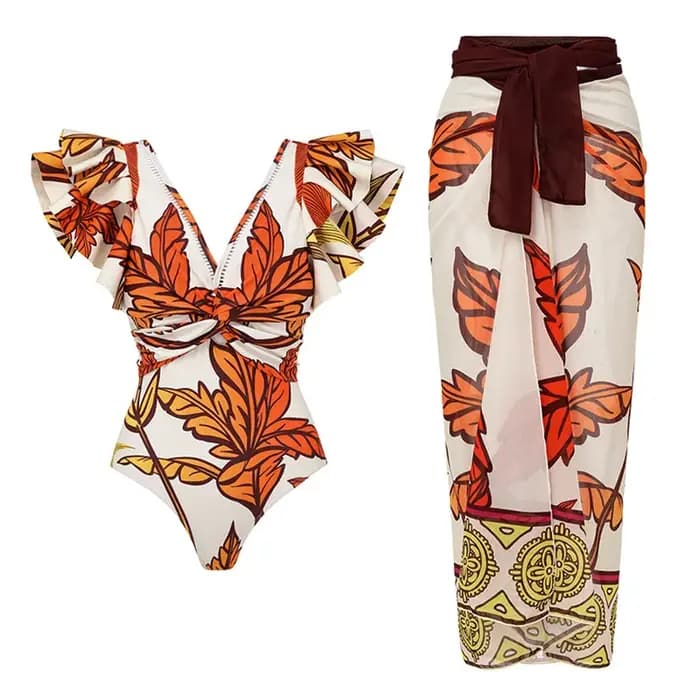 2025 nouveau 2 pièces épaule à volants maillot de bain avec couverture Sexy femmes maillots de bain Push Up Biquini maillot de bain body robe de plage