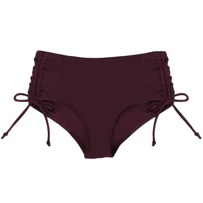 Maillot de bain tanga taille haute pour femmes, bas de Bikini, plage d'été, couleur unie, cordon latéral