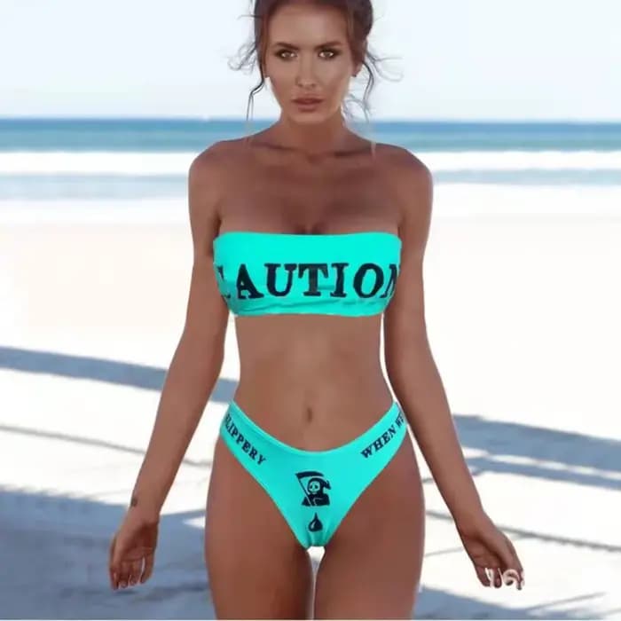 Bikini gothique 2025 femmes squelette bustier tubulaire soutien-gorge Triangle bas maillot de bain fendu
