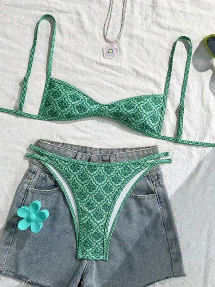 Maillot de bain deux pièces imprimé fleurs