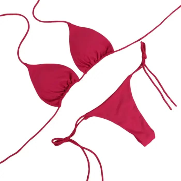 Ensemble bikini sexy 2025 couleur unie avec haut dos nu