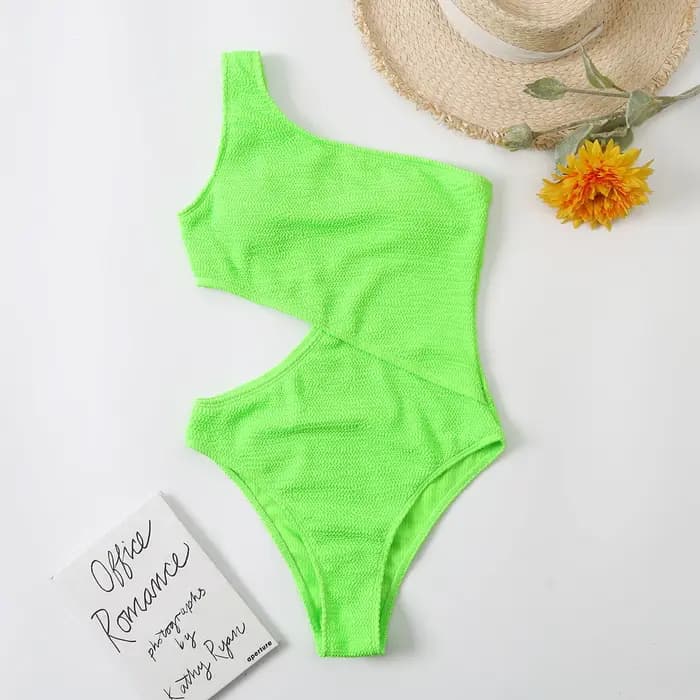 Maillot de bain une pièce côtelé, asymétrique épaule dénudée, Sexy, couleur unie, pour femmes, vêtements de plage, Monokini, pour baigneurs, nouvelle collection, 2023