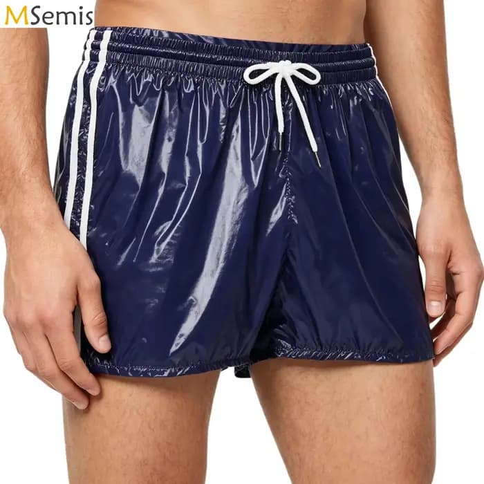 Maillot de bain pour hommes, short de bain brillant, caleçon boxer avec cordon de serrage, bas de maillot de bain athlétique, taille élastique, slip intégré, maillot de bain
