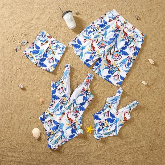 Nouveaux maillots de bain assortis pour la famille 2026 : Maillots une pièce mère-fille et shorts de bain père-fils – Tenues de plage pour maman et homme