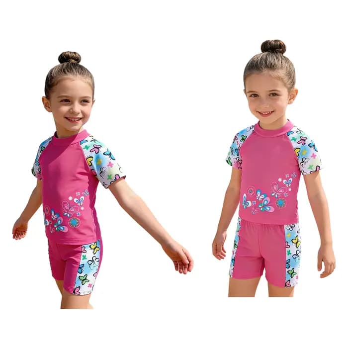 Maillot de bain imprimé décontracté 2 pièces pour petites filles
