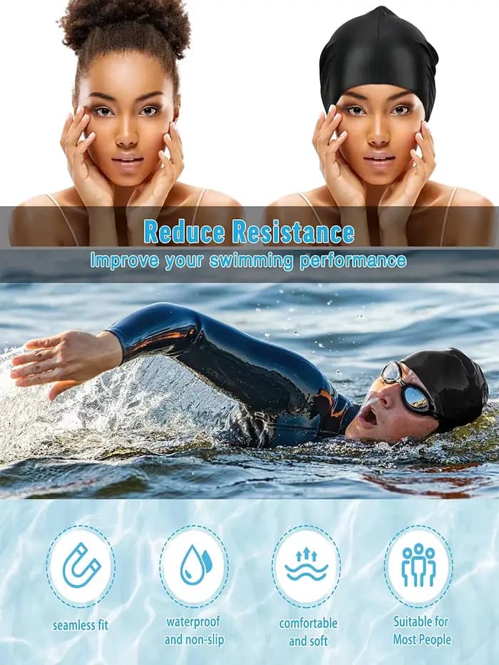 Bonnet de bain surdimensionné à cheveux longs, bonnet de bain en Silicone imperméable adapté aux femmes, hommes, tresses, tresses, Afros, 1 pièce