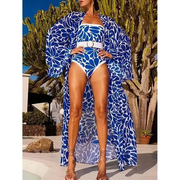 Maillot de bain une pièce pour femme avec kimono