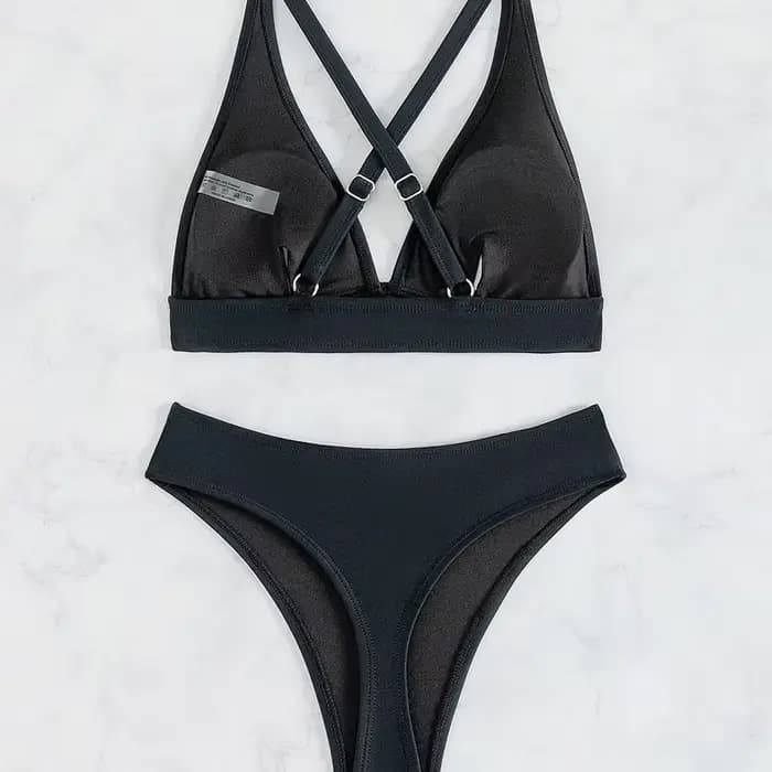 Maillot de bain noir uni pour femme