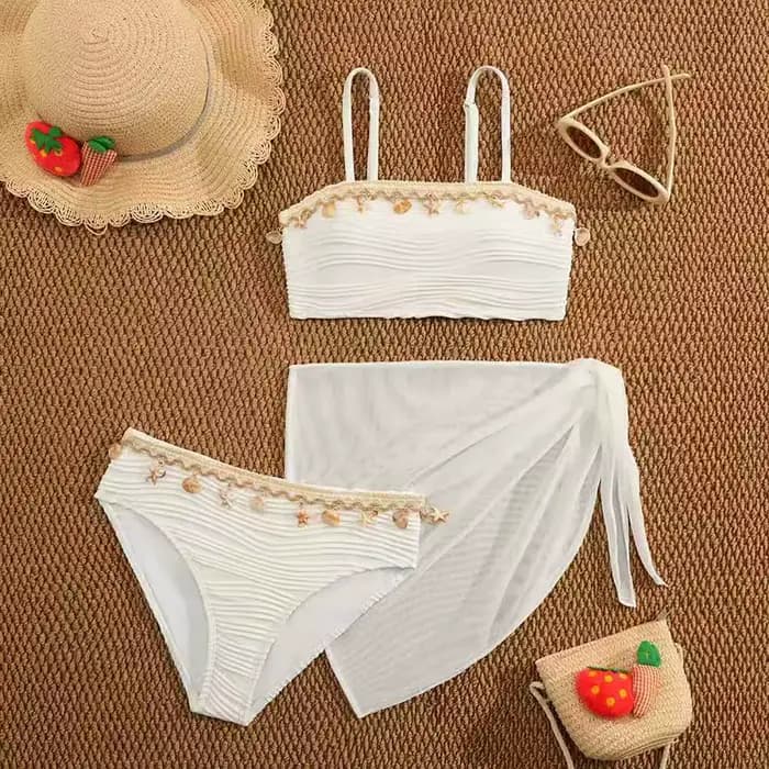 Maillot de bain bikini pour filles, ensemble 3 pièces avec jupe, pour filles de 8, 9, 10, 11, 12 ans, maillot de bain de plage, vêtements de bain d'été