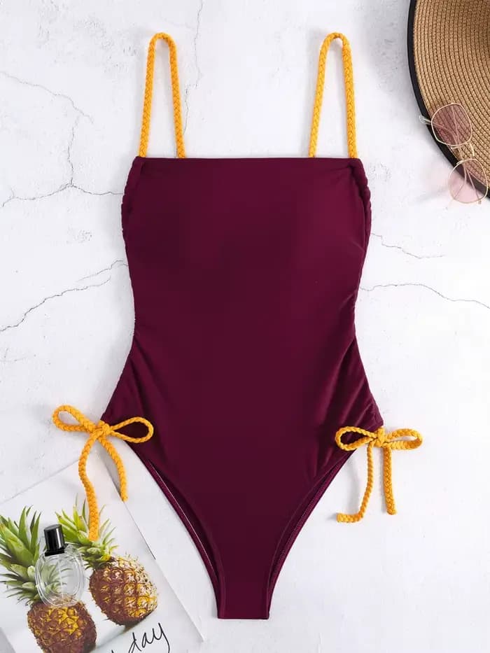 Maillot de bain une pièce femmes 2026 nouveau solide fronde Bandeau Sexy body maillots de bain Monokini été cordon maillot de bain pour femme