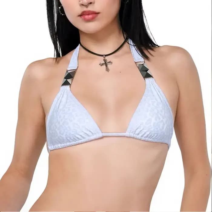 Américain été rue bord de mer Vintage gothique blanc fronde Triangle maillot de bain vêtements épicé fille en plein air Bikini mode Sexy costume