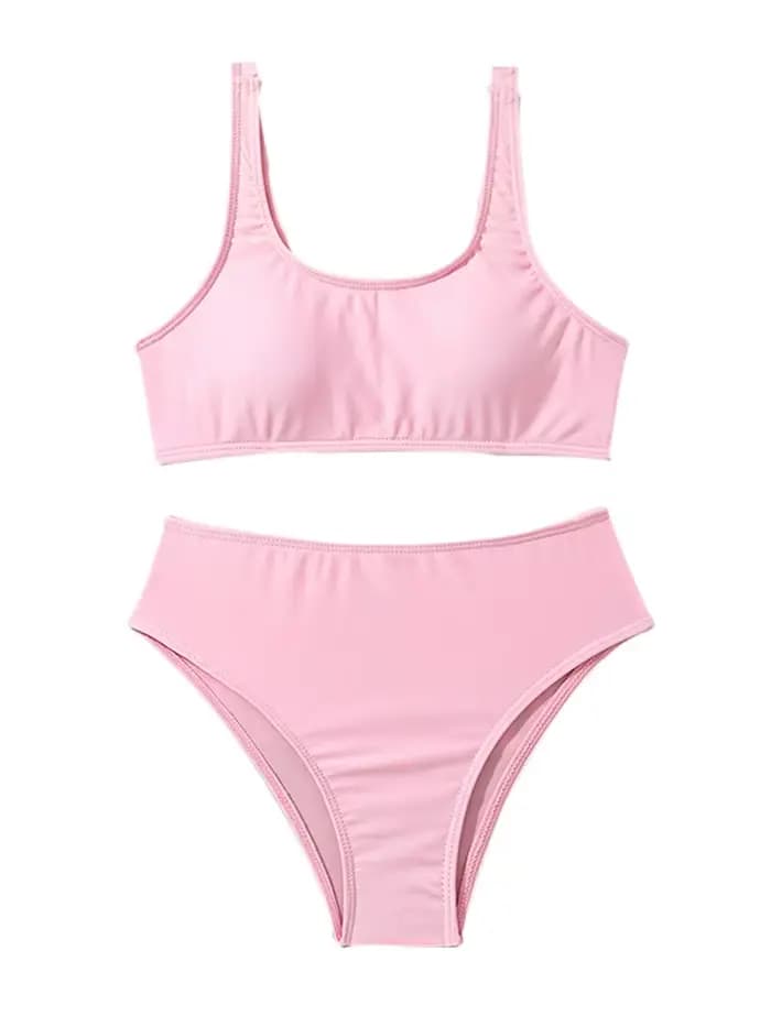 Bikini enfants filles maillot de bain 2026 nouveau rose fronde Bikinis ensemble taille haute maillots