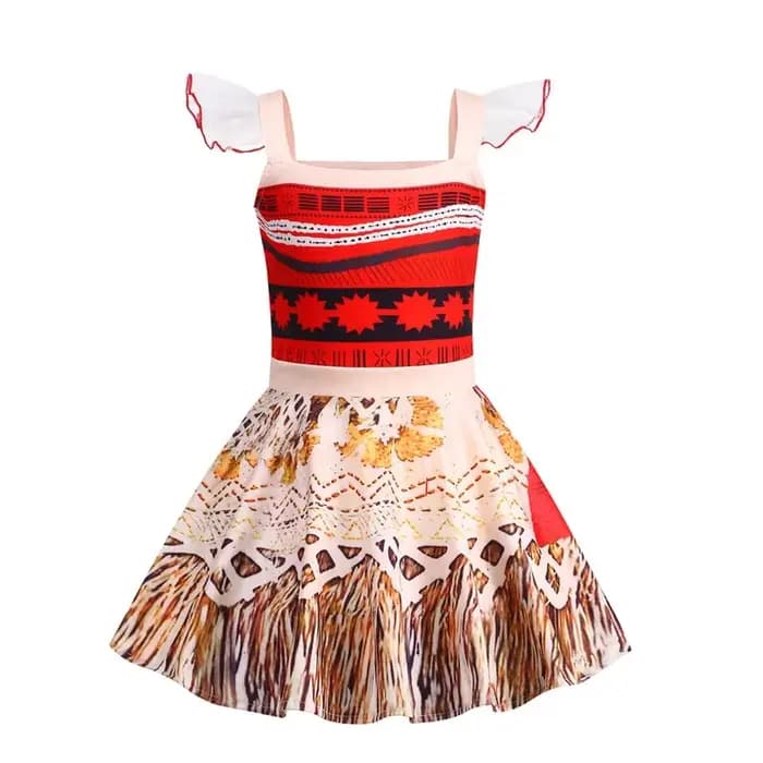 Ensemble maillot de bain et robe deux pièces Moana Vaiana polynésien pour filles, idéal pour les vacances d'été à la plage, la piscine ou les fêtes costumées