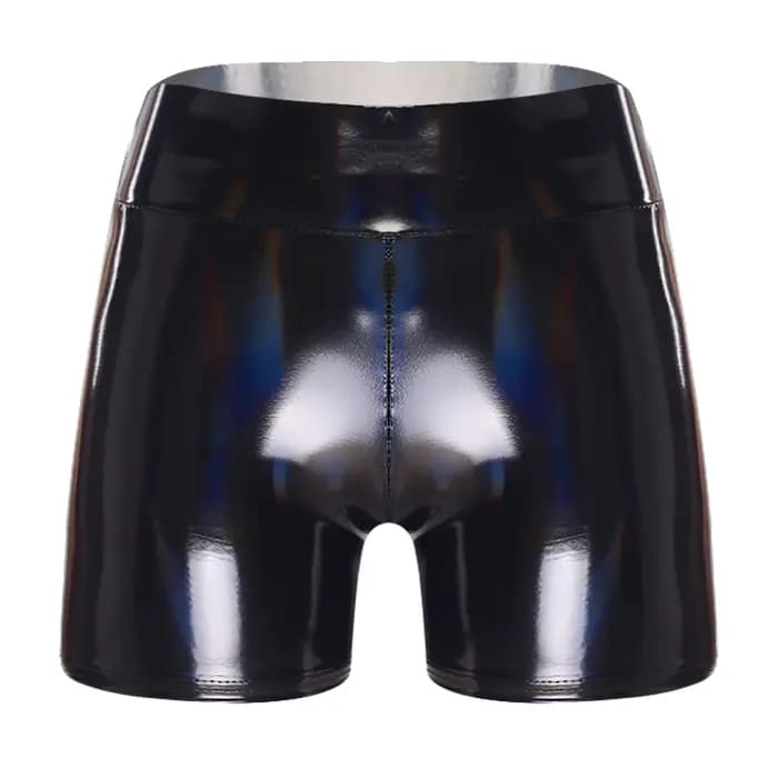 Shorts en PU effet mouillé pour femmes