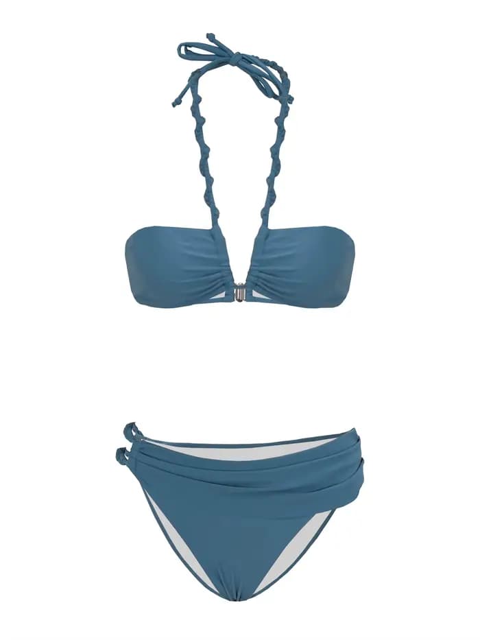 2025 Nouvel ensemble bikini sexy bordeaux avec détails dorés - Haut bandeau avec bas coupe haute, parfait pour les fêtes d'été sur la plage et la piscine