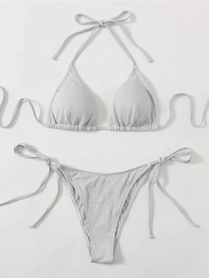 Rose bleu noir brillant Bikini ensemble Triangle Bikinis bandeau maillot de bain femmes maillot de bain deux pièces été Biquini nouveaux vêtements de plage