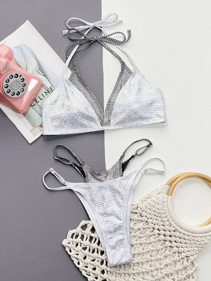 Femmes deux pièces maillot de bain Sexy Bikini Bling maillots