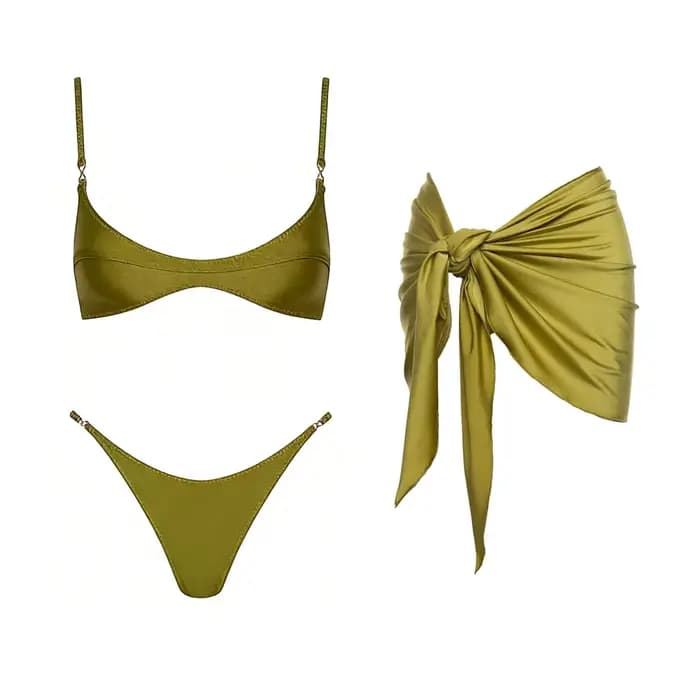 Maillot de bain bikini sexy tressé avec jupe