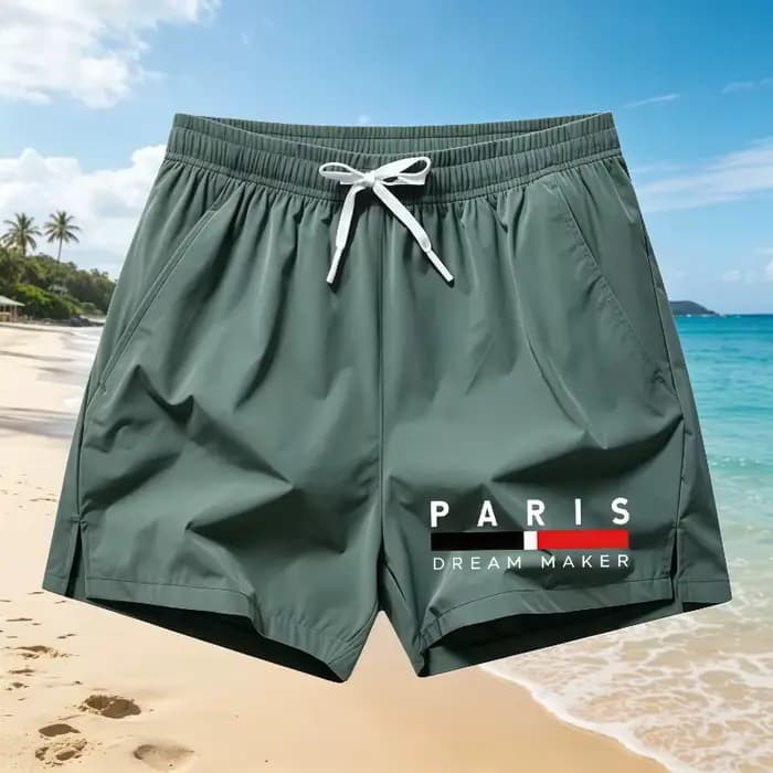 Short de plage imprimé Paris pour hommes, pantalon de bain extensible avec cordon de serrage à la taille, short de surf décontracté et ample, grande taille s-5XL