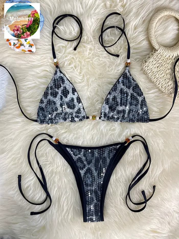 Melphieer 2025 été côtelé solide or lié anneaux concepteur Bikini maillot de bain de luxe licou Style Biquini Mujuer maillot de bain