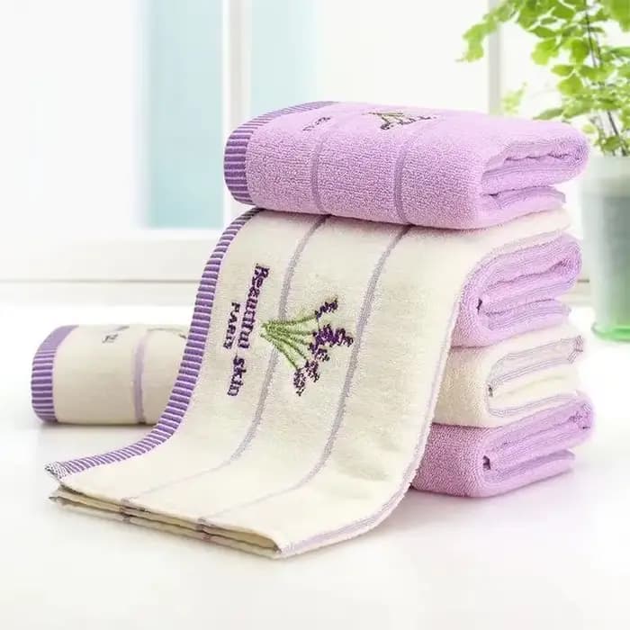 Serviette de bain brodée en pur coton de haute qualité, serviette/serviette pour le visage parfumée à la la lavande, douce, à séchage rapide et très absorbante