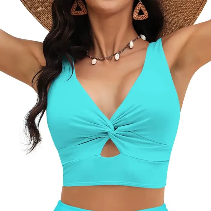Maillot de bain pour femme haut couleur unie Bikini