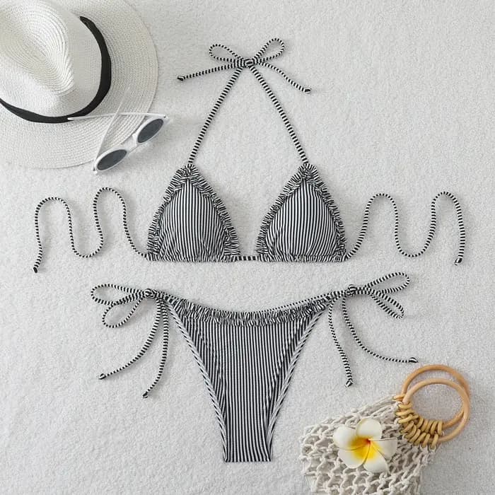 Nouvel ensemble de bikini sexy à col halter et liens latéraux
