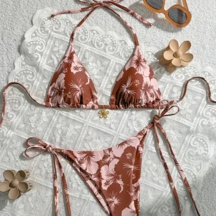 Bikini d'été pour femmes, amincissant, dissimulant, décontracté, Floral, Durable, haute élasticité, Style vacances, sport, maillot de bain fendu