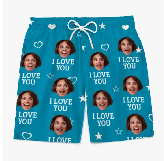 Short de plage unisexe avec visage drôle, Photo personnalisée pour Couple, impression 3D, Design de personnalité, short de planche à cordon de serrage, maillot de bain humoristique d'été