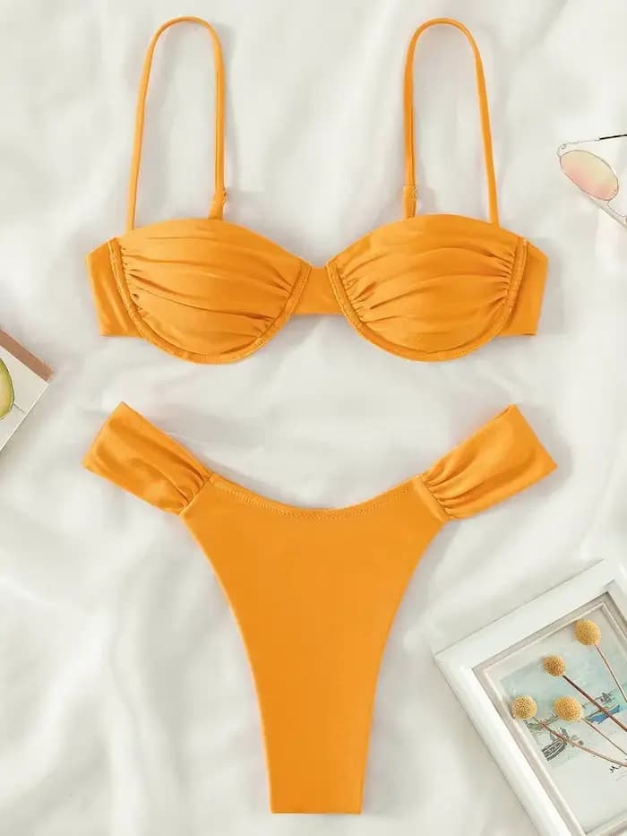 Maillot de bain brésilien pour femmes, ensemble deux pièces, bikini, triangle déformable, sexy
