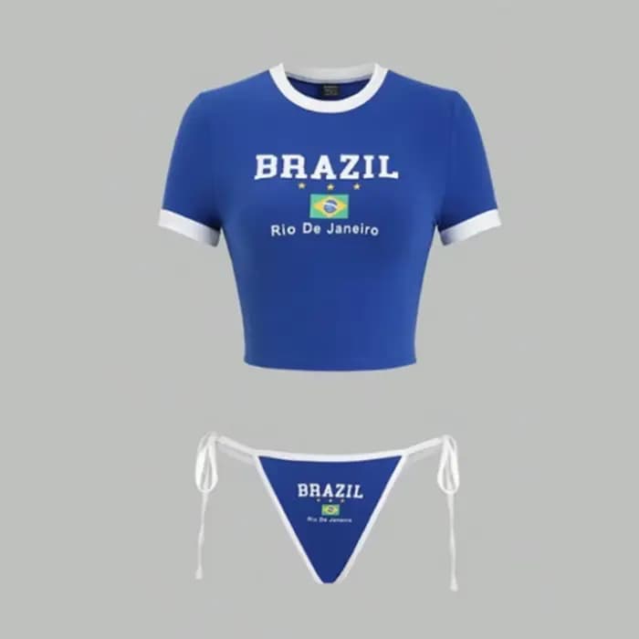Maillot de bain femme, bikini drapeau brésilien, maillot de bain sexy pour femme, maillot de bain à