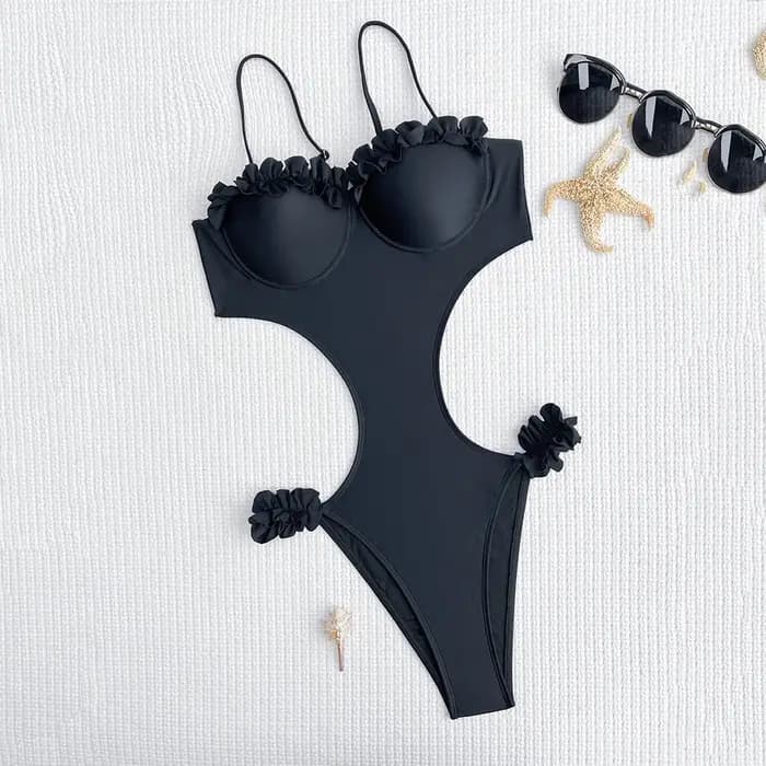 Maillot de bain une pièce à bords volantés