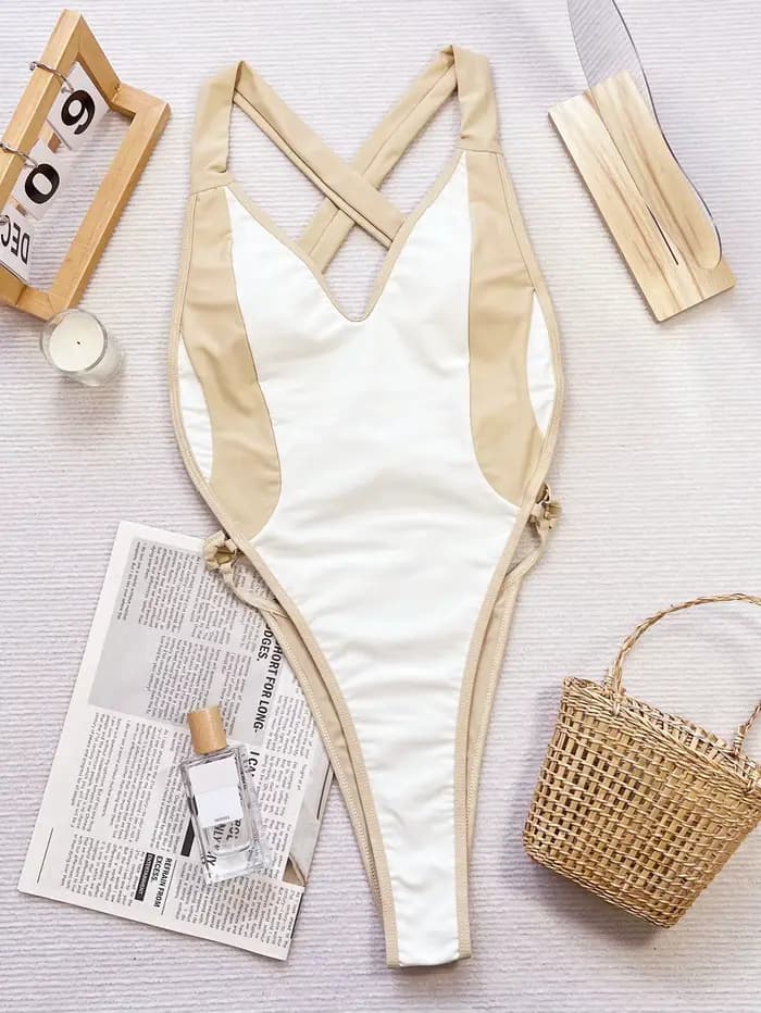 Femmes une pièce maillot de bain Sexy Bikini été Monokini dos maillot de bain croisé féminin maillot
