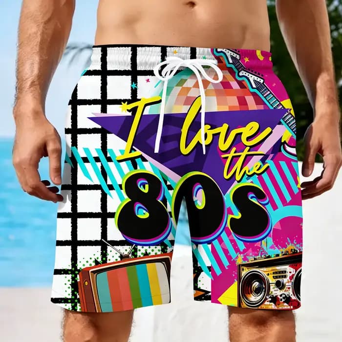 Shorts pour hommes années 80 et 90, imprimé 3D, rétro et tendance, pour la plage, style hawaïen, sho