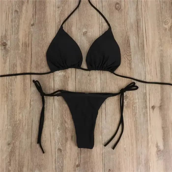 Style de plage licou Bikini ensemble Sexy solide string maillots de bain maillot de bain Mujer Linge