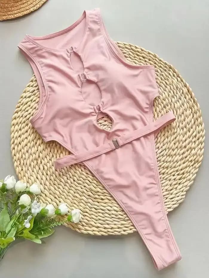 Maillot de bain une pièce sexy sans manches à découpes pour femme