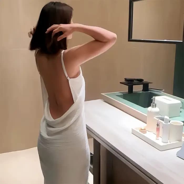 Nouveauté dames couleur unie peignoir à bretelles serviette de bain dos nu enveloppant