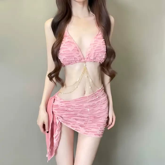Maillot de bain Bikini, mignon, Style princesse, corps fendu, col suspendu, dos exposé, amincissant, Sexy, trempage, sources chaudes