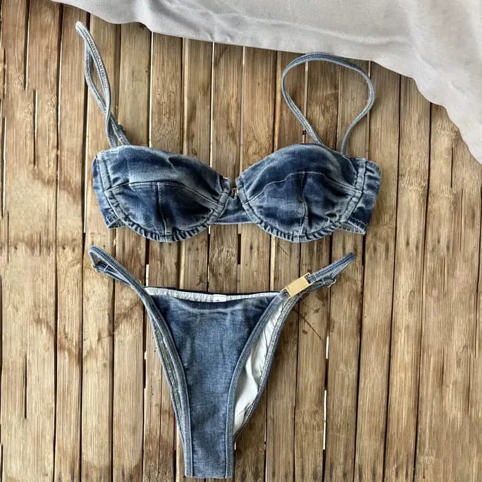 2026 Bikini imprimé denim pour femme