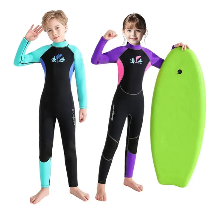 Garçons filles maillot de bain 3MM néoprène épais chaud combinaison à manches longues plongée Surf costume méduse