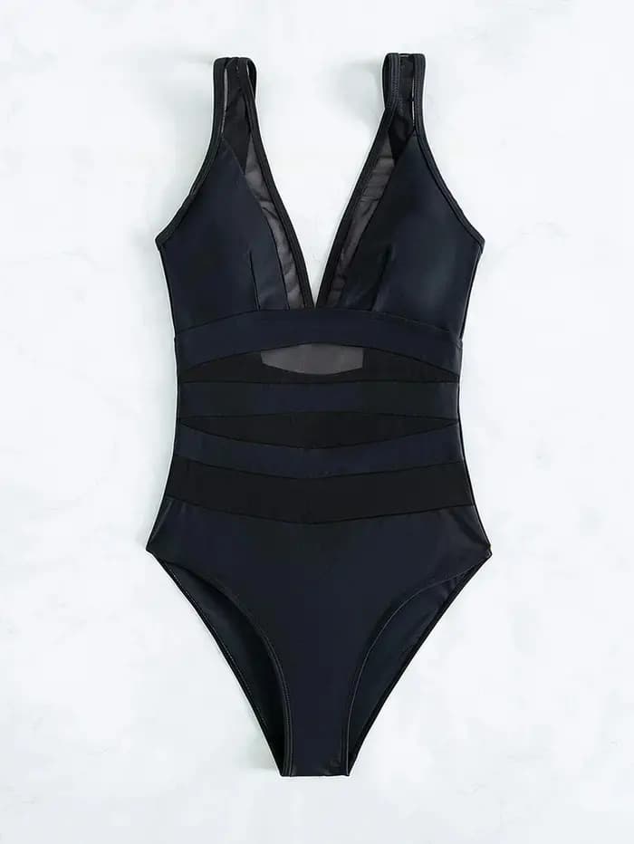 Maillot de bain une pièce en maille contrastée