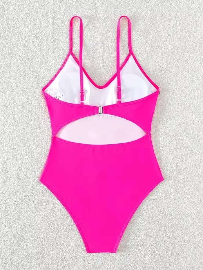 Maillot de bain une pièce à franges colorées, sexy, rose vif, push-up, contrôle TUNIControl, pour la plage, dos nu, trempé, monokini, pour femmes, tendance 2024