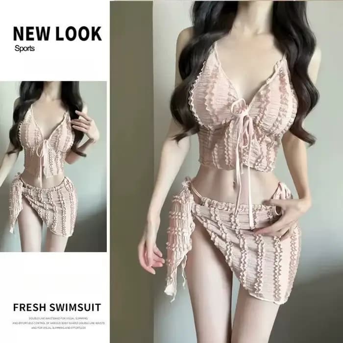 Nouveau 3 pièces ensemble de Bikini femmes Push Up poitrine Triangle haut mignon mais Sexy couvrir pour plage printemps chaud vacances maillot de bain costume
