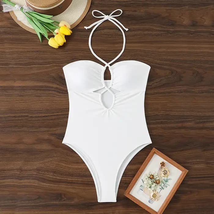 Maillot de bain uni bandeau femme 2026