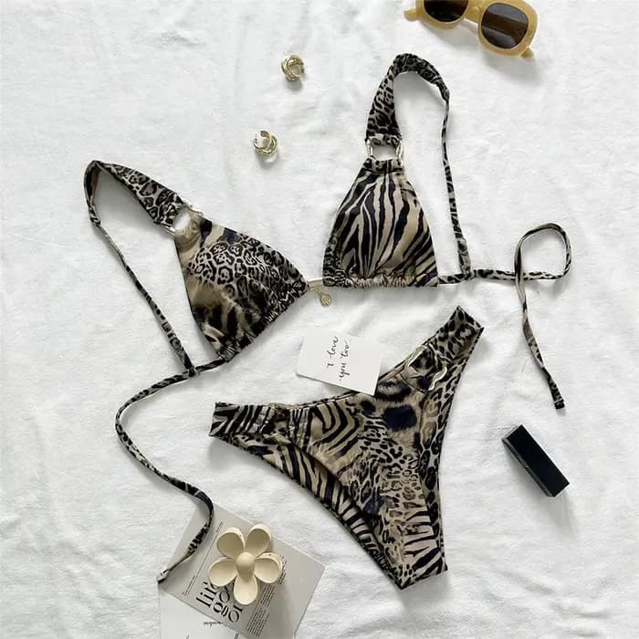 Maillot de bain brésilien léopard pour femmes