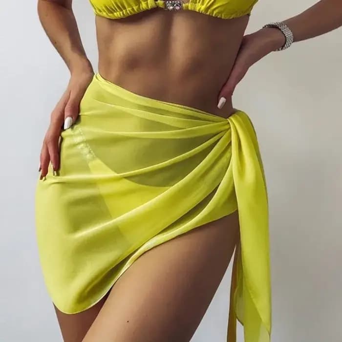Parbones-Robe de plage transparente en mousseline de soie pour femme