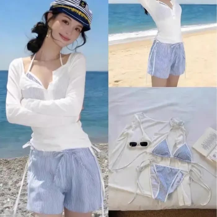 Maillot de bain quatre pièces coréen pour femme