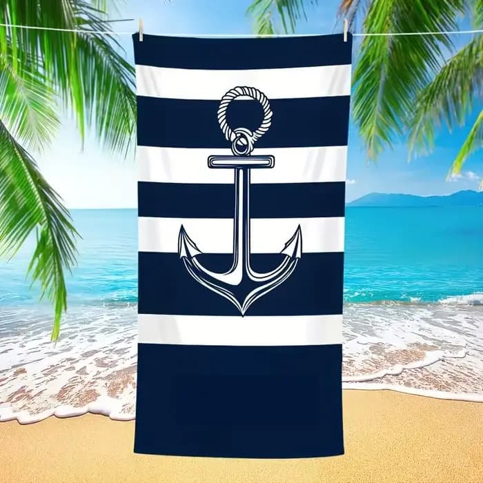 1 serviette de plage ancre nautique, serviette multi-usage pour la plage, la piscine, le surf, le yo